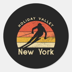 Vintage Ski Holiday Valley New York Mountain Classic Round Sticker