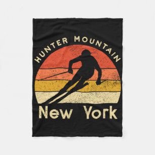 Vintage Ski Hunter Mountain New York Mountain  Fleece Blanket