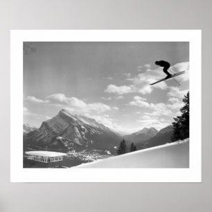 Vintage ski image,Final race for the finish Poster