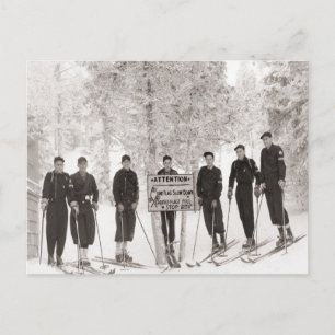 Vintage ski image, Group photo Postcard