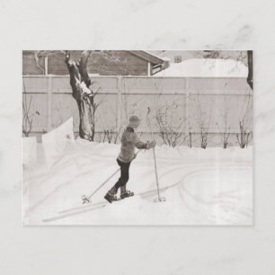 Vintage ski image, Learning to ski Postcard