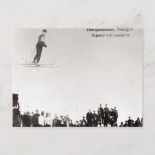 Vintage ski image, Norwegian event Postcard