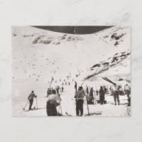 Vintage ski image, Skiers on the slopes