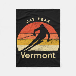 Vintage Ski Jay Peak Vermont Mountain Fleece Blanket