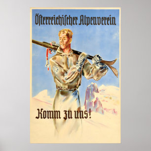 Vintage Ski Jumping Poster Austrian Alpine Club