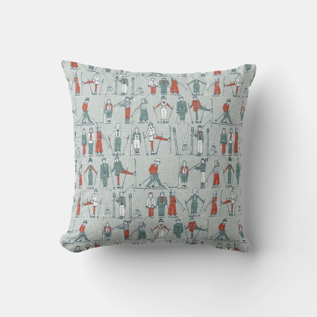 vintage ski linen cushion (Front)