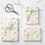 Vintage Ski Pattern  Wrapping Paper Sheet<br><div class="desc">Modern Alpine ski,  skiing,  skier-themed design with gold skis and gold poles. Simple festive holiday gold ski illustration for ski lovers.</div>