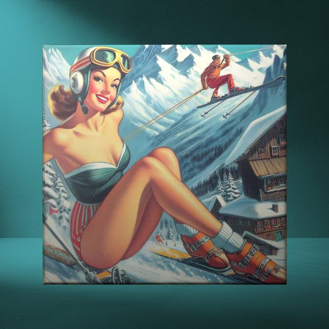 Vintage Ski Pin Up Tile (Creator Uploaded)