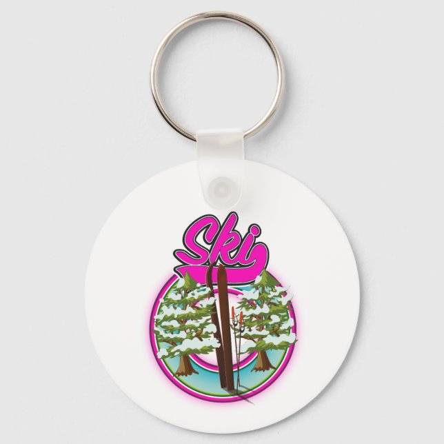 vintage ski pink logo key ring (Front)