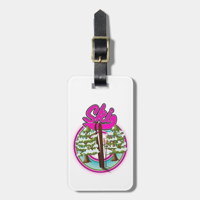 vintage ski pink logo luggage tag (Front Vertical)