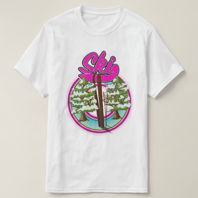 vintage ski pink logo T-Shirt (Design Front)