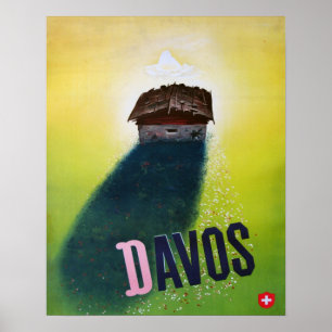 Vintage Ski poster, Davos Poster