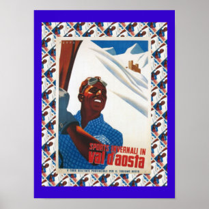 Vintage Ski Poster,  Italy, Val d'Aosta Poster