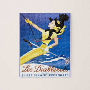 Vintage Ski poster, Les Diablerets, Switzerland Jigsaw Puzzle
