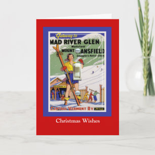 Vintage Ski Poster, Mad River Glen, Vermont Holiday Card