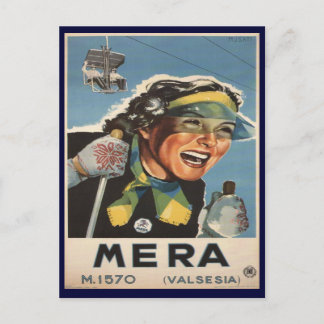 Vintage Ski Poster,   Mera Postcard