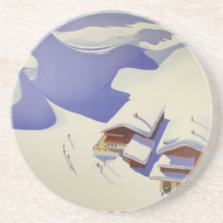 Vintage Ski Poster, Ski Austria Coaster