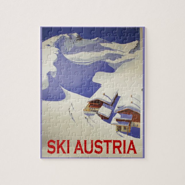 Vintage Ski Poster, Ski Austria Jigsaw Puzzle (Vertical)