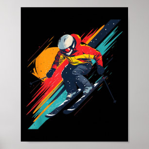 Vintage Ski Racer Design - Retro, Vibrant Skiing A Poster