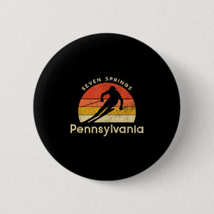 Vintage Ski Seven Springs Pennsylvania Mountain  6 Cm Round Badge
