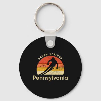 Vintage Ski Seven Springs Pennsylvania Mountain  Key Ring