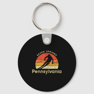 Vintage Ski Seven Springs Pennsylvania Mountain Key Ring