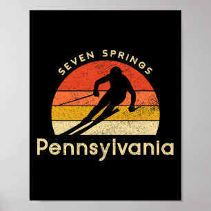 Vintage Ski Seven Springs Pennsylvania Mountain Poster
