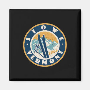 Vintage Ski Slopes Stowe Vermont Skiing Dge Magnet