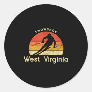 Vintage Ski Snowscute Ss Cute Ss West Virginia Mou Classic Round Sticker