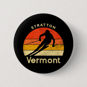 Vintage ski stratton vermont mountain 6 cm round badge