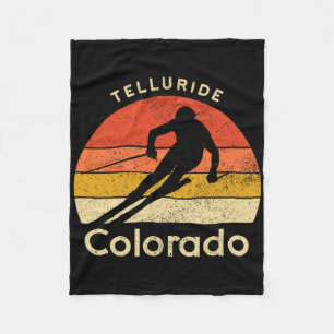 Vintage Ski Telluride Colorado Mountain Fleece Blanket