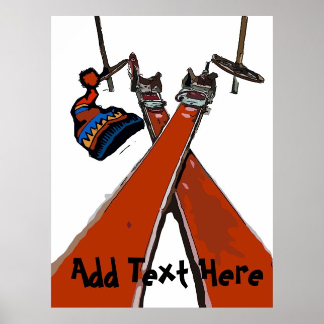 Vintage Ski Travel add text, Poster (Front)