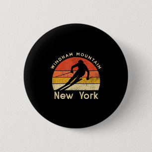 Vintage Ski Windham Mountain New York Mountain  6 Cm Round Badge