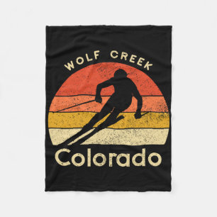 Vintage Ski Wolf Creek Colorado Mountain Fleece Blanket