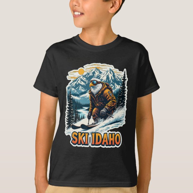 Vintage Skiing Eagle Design  T-Shirt (Front)