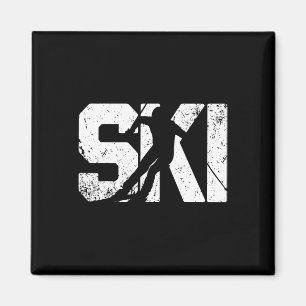 Vintage Skiing Funny Gift Winter Sports Skis Magnet