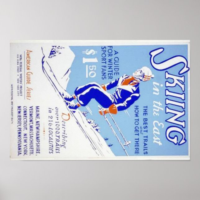 Vintage Skiing in the East WPA Poster (Front)