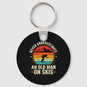 Vintage skiing shirt underestimate an old man on key ring