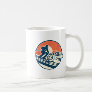 Vintage Skiing Silhouette Design With Sunset Gradi Coffee Mug