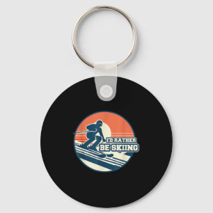 Vintage Skiing Silhouette Design With Sunset Gradi Key Ring