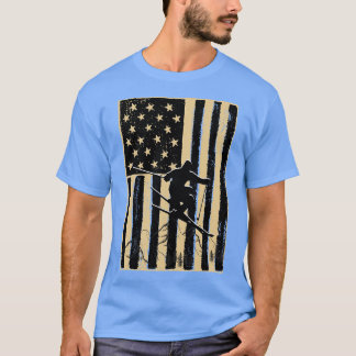 Vintage Skiing Us Flag T-Shirt