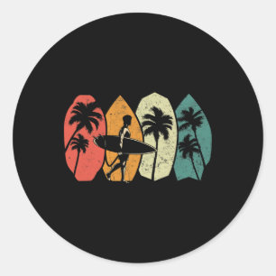 Vintage Skimboarding Beach Surfing Skimboard Men W Classic Round Sticker