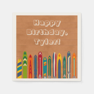 Vintage Skis Custom Message Skiers Party Napkin