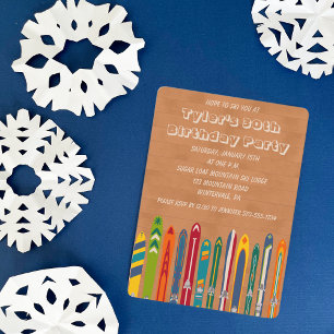 Vintage Skis Custom Skiing Themed Party Invitation
