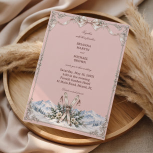 Vintage Skis Meet Blush Elegance Invitation