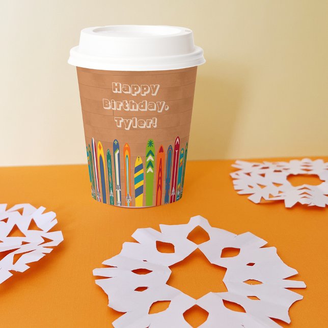 Vintage Skis Winter Themed Custom Party Paper Cups (Creator Uploaded)