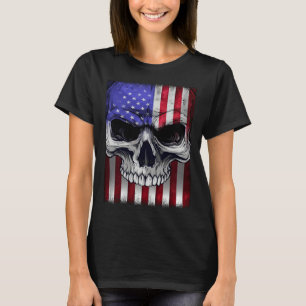 Vintage Skull American Flag USA 4th of July Patrio T-Shirt
