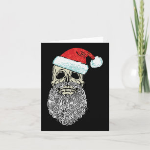Vintage Skull & Santa Hat Retro Metal Christma Card