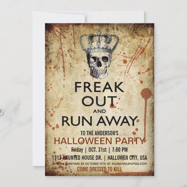 Vintage Skull and Crown Halloween Party Invitation (Front)