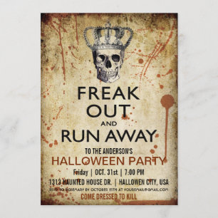 Vintage Skull and Crown Halloween Party Invitation